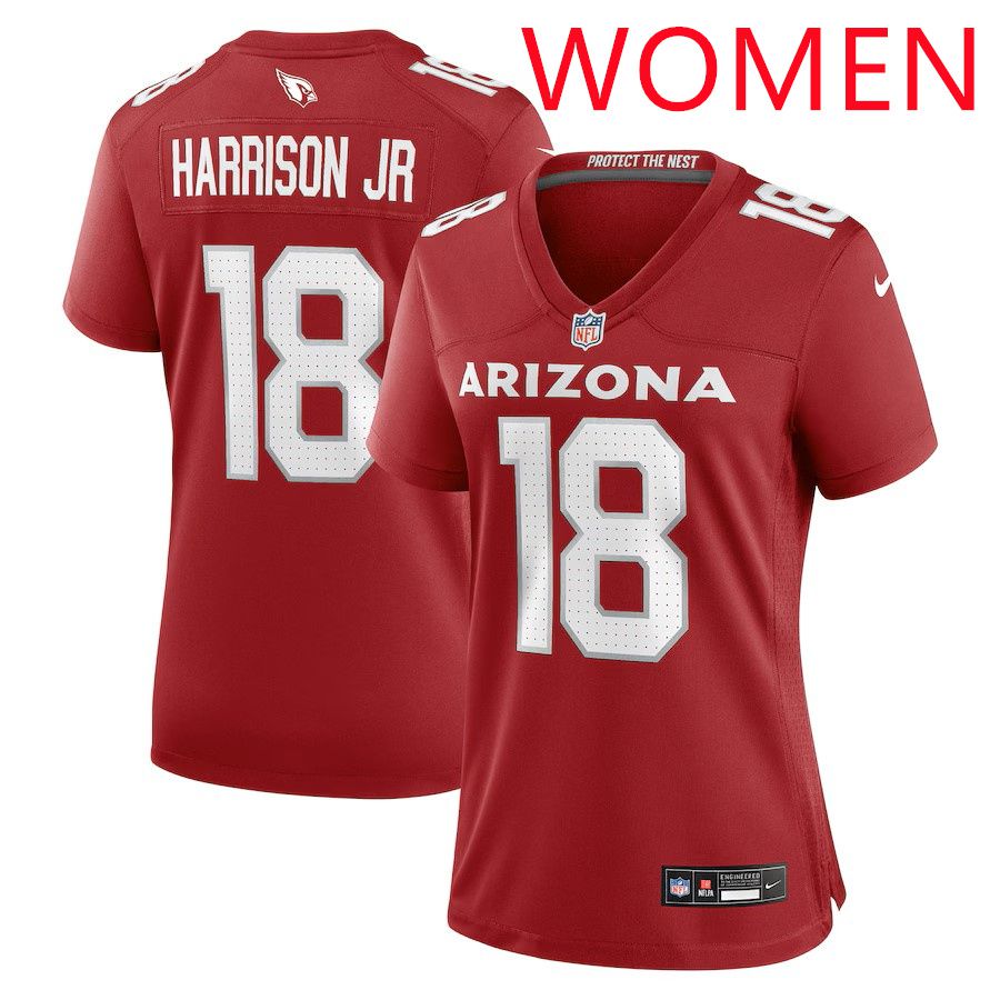 Women Arizona Cardinals 18 Marvin Harrison Jr 2025 Nike Cardinal Player Game NFL Jersey